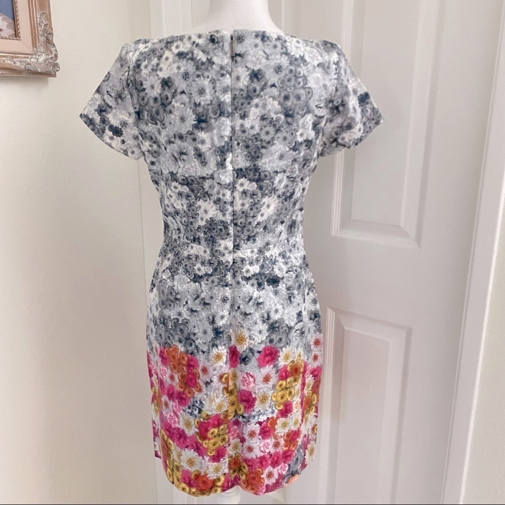 Talbots Grey to Multicolored Floral Sheath Dress Sz 4 - Picture 9 of 10